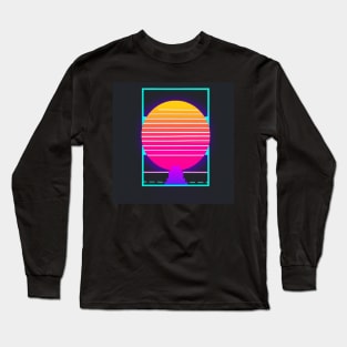 Outrun retro sunset in a frame Long Sleeve T-Shirt